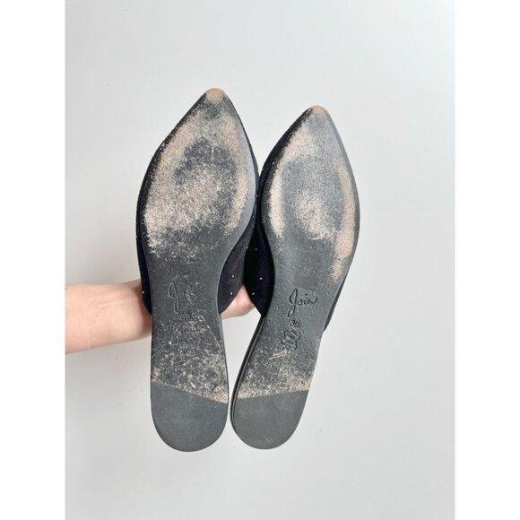 JOIE Aderes Black Suede Leather Studded Pointed Toe Slides Mules Flats, Size 39 - Picture 12 of 15